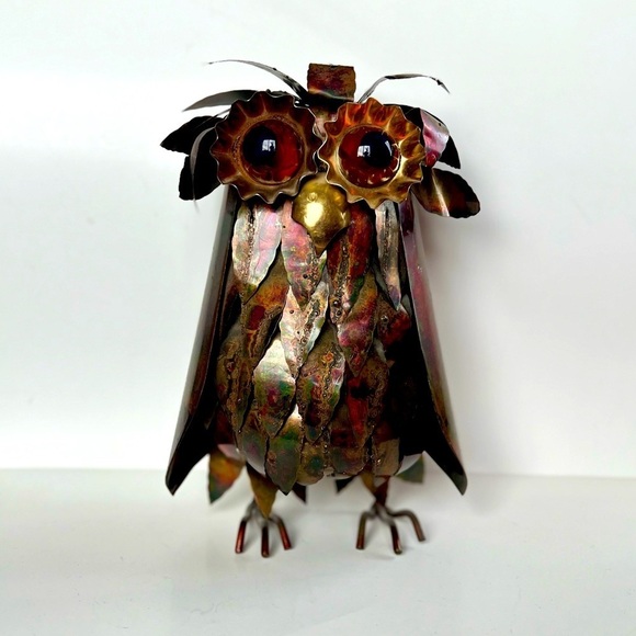 MCM Brutalist Owl Vintage 1970 Curtis Jere Style Sheetmetal Welded Collectible - Picture 2 of 10